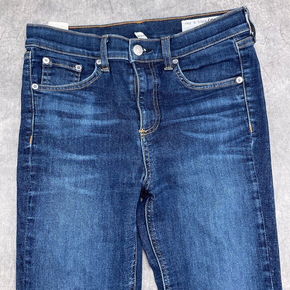 Rag & Bone Jeans Women 27 Blue Fringe Skinny Denim Boho Stretch USA VTG - Picture 2 of 13